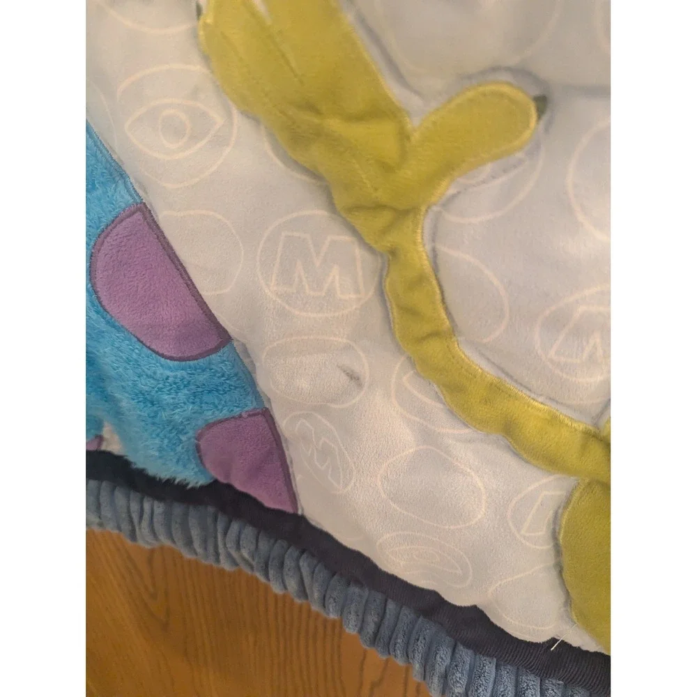 Disney Baby Monsters Inc Mike Sulley Crib Quilt Blanket Blue Green Nursery